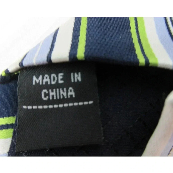 STAFFORD Executive Lime Navy Light Blue Diagonal Stripe Tie 100% Silk - Picture 6 of 7